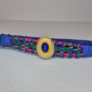 Vintage 80s Waist Cincher Jewel Tone Braided Statement Belt Maximalism Gawdy OS